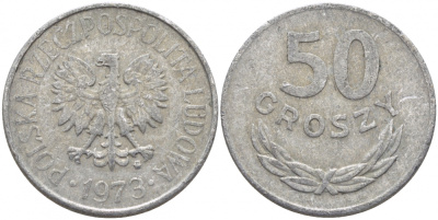 ПОЛЬША 50 ГРОШЕЙ 1973 MW KM 48.1 алюминий 4448-142