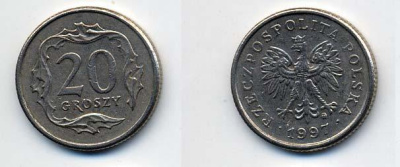 Польша 20 грошей 1997 MW KM 280 медно-никель 35-444