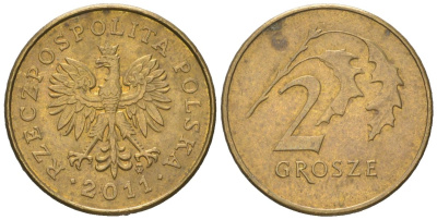 Польша 2 гроша 2011 MW Y 277 марганец латунь UNC 4618-138
