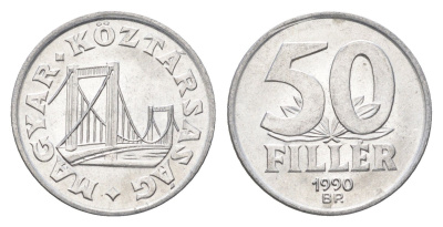 Венгрия 50 филлеров 1990 BP мост Елизаветы в Будапеште KM 677 алюминий 4668-352