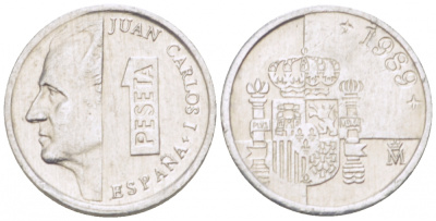 ИСПАНИЯ 1 ПЕСЕТА 1989 ХУАН КАРЛОС I (1975-) KM 832 алюминий 3955-414