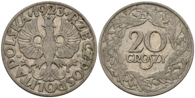 Польша 20 грошей 1923 Y 12 никель 4156-911