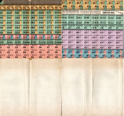 Нидерланды большой набор продуктовых карточек на различные товары 1944 времен второй мировой войны бумага 6285-6-1-1