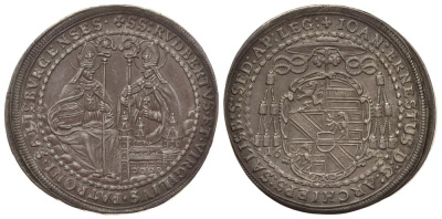 Австрия, Зальцбург 1/2 талера 1694 святой Руперт и святой Виргилий KM 253, Zttl 2183 серебро 00-815-75