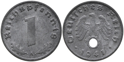 ГЕРМАНИЯ 1 РЕЙХСПФЕННИГ 1941 A KM 97, J.369 цинк 96-666