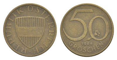 Австрия 50 грошей 1966 KM 2885 алюминиевая бронза 4136-1253