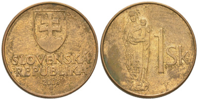 Словакия 1 крона 2006 MK KM 12 сталь плакировнная бронзой 4164-914