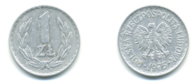 ПОЛЬША 1 ЗЛОТЫЙ 1975 MW KM 49.1 алюминий 83-253