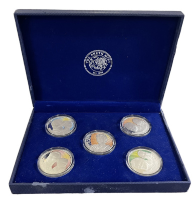 Австралия набор из 5 монет по 1 доллару 2006 лица на банкнотах, красочный набор, с сертификатом, серебро PROOF 1-4-6-06