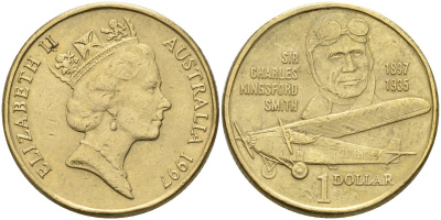 Австралия 1 доллар 1997 100 лет со дня рождения сэра Чарльза Кингсфорта Смита (1897-1935) KM 327 алюминиевая бронза 4587-843
