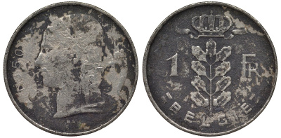 Бельгия 1 франк 1950 BELGIE KM 143 медно-никель 4128-916