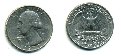 США 25 ЦЕНТОВ = КВОТЕР 1979 ВАШИНГТОН KM А164а медь плакированная медно-никелем 59-1915