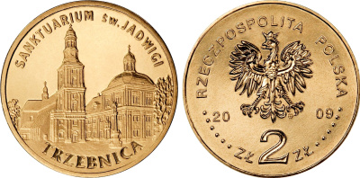 Польша 2 злотых 2009 MW, серия города Польши, Тшебница (Trzebnica) KM 711 нордик UNC 4676-615