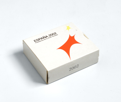 Испания 10 евро 2002 Председательство Испании в Евросоюзе, карта, в оригинальной коробке KM 1048 серебро UNC 6-5-1-21