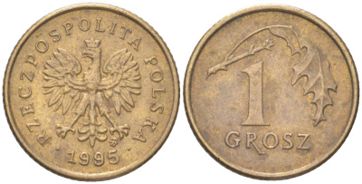 Польша 1 грош 1995 Y 276 марганец латунь 4614-252