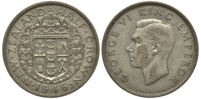 Новая Зеландия 1/2 кроны 1946 Георг VI (1936-1952) KM 11 серебро 272-1121