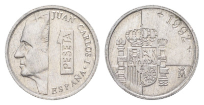Испания 1 песета 1992 KM 832 алюминий 4627-924