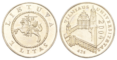 Литва 1 лит 2004 425 лет Вильнюсскому университету KM 137 медно-никель UNC 4624-515
