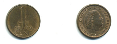 НИДЕРЛАНДЫ 1 ЦЕНТ 1978 ЮЛИАНА KM 180 бронза 54-135