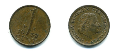 НИДЕРЛАНДЫ 1 ЦЕНТ 1969 ЮЛИАНА KM 180 бронза 76-269