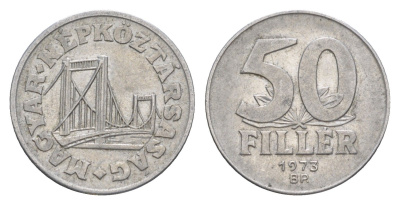 Венгрия 50 филлеров 1973 BP мост Елизаветы в Будапеште KM 574 алюминий 4528-219