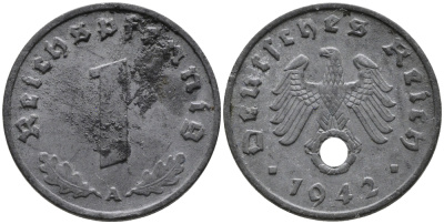ГЕРМАНИЯ 1 РЕЙХСПФЕННИГ 1942 A KM 97, J.369 цинк 96-729