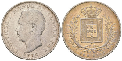 Португалия 500 реалов 1888 Луиш I (1861-1889) KM 509 серебро 4384-1043