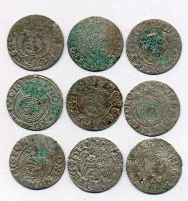 ПОЛЬША ЛОТ ИЗ 9 МОНЕТ В ПОЛТАРАК XVII век M12-13-7