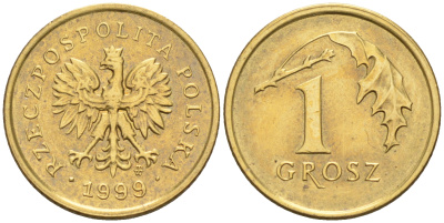 Польша 1 грош 1999 MW KM 276, Parchimowicz 701h латунь   4136-937