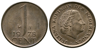 НИДЕРЛАНДЫ 1 ЦЕНТ 1978 ЮЛИАНА KM 180 бронза 75-816