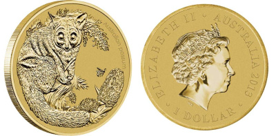 Австралия 1 доллар 2013 серия детёныши диких животных, австралийский опоссум KM 2075 алюминиевая бронза UNC M40-9