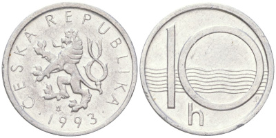 Чехия 10 геллеров 1993 KM 6 алюминий 4613-1024