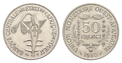 Западная Африка (BCEAO) 50 франков 1980 KM 6 медно-никель UNC 4651-913