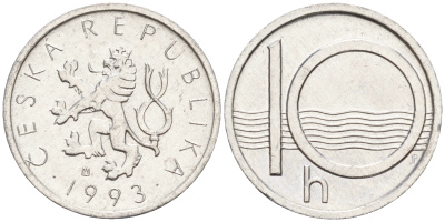 Чехия 10 геллеров 1993  KM 6 алюминий    4596-258