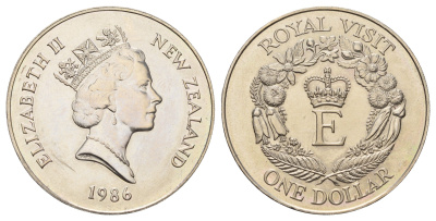 Новая Зеландия 1 доллар 1986 Королевский визит KM 56 медно-никель BU 4537-1135