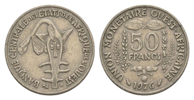 Западная Африка (BCEAO) 50 франков 1976 Центральный банк государств Западной Африки KM 6 медно-никель 4643-754
