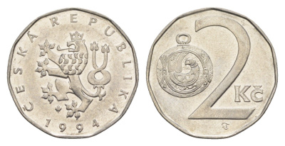 Чехия 2 кроны 1994 KM 9 сталь плакированная никелем UNC 4651-562