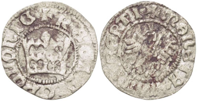 Польша 1/2 гроша (полугрош) 1492-1501 Ян I (1492-1501), династия Ягеллонов, вес 1,1 гр. серебро 1517-541