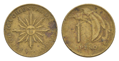 Уругвай 1 песо 1969 KM 52 алюминиевая бронза 4649-759