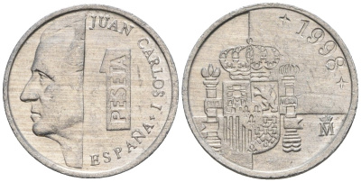 Испания 1 песета 1998 M, Хуан Карлос I (1975-2014) KM 832 алюминий 4602-1213