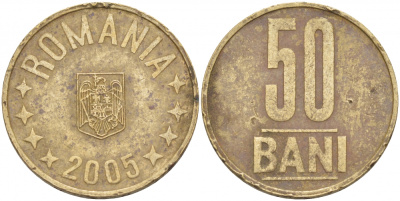 Румыния 50 бани 2005 KM 192 никель латунь 4402-654