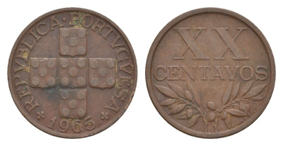 Португалия 20 сентаво 1965 KM 584 бронза 4651-751