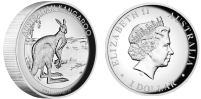 Австралия 1 доллар 2013 кенгуру, высокорельефная KM NEW серебро PROOF 1074-2-24