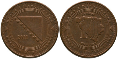 Босния и Герцеговина 10 фенингов 2011 KM 115 сталь плакированная медью 4549-342
