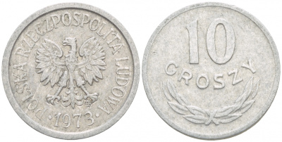 ПОЛЬША 10 ГРОШЕЙ 1973 MW KM АА47 алюминий 4549-267