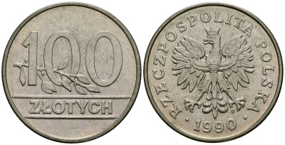 Польша 100 злотых 1990 Y 214 медно-никель 4168-922