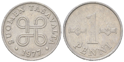Финляндия 1 пенни 1977 KM 44a алюминий 4618-219