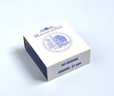 Франция 1 евро = 6,55957 франков 2000 современная архитектура XX-XXI веков в коробке с сертификатом KM 1228 серебро PROOF 4-3-3-16