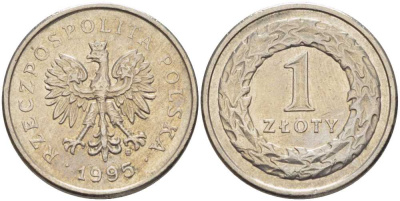 Польша 1 злотый 1995 MW KM 282 медно-никель 259-1042
