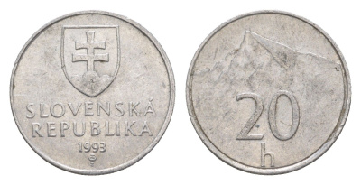 Словакия 20 геллеров 1993 MK KM 18 алюминий 4649-546